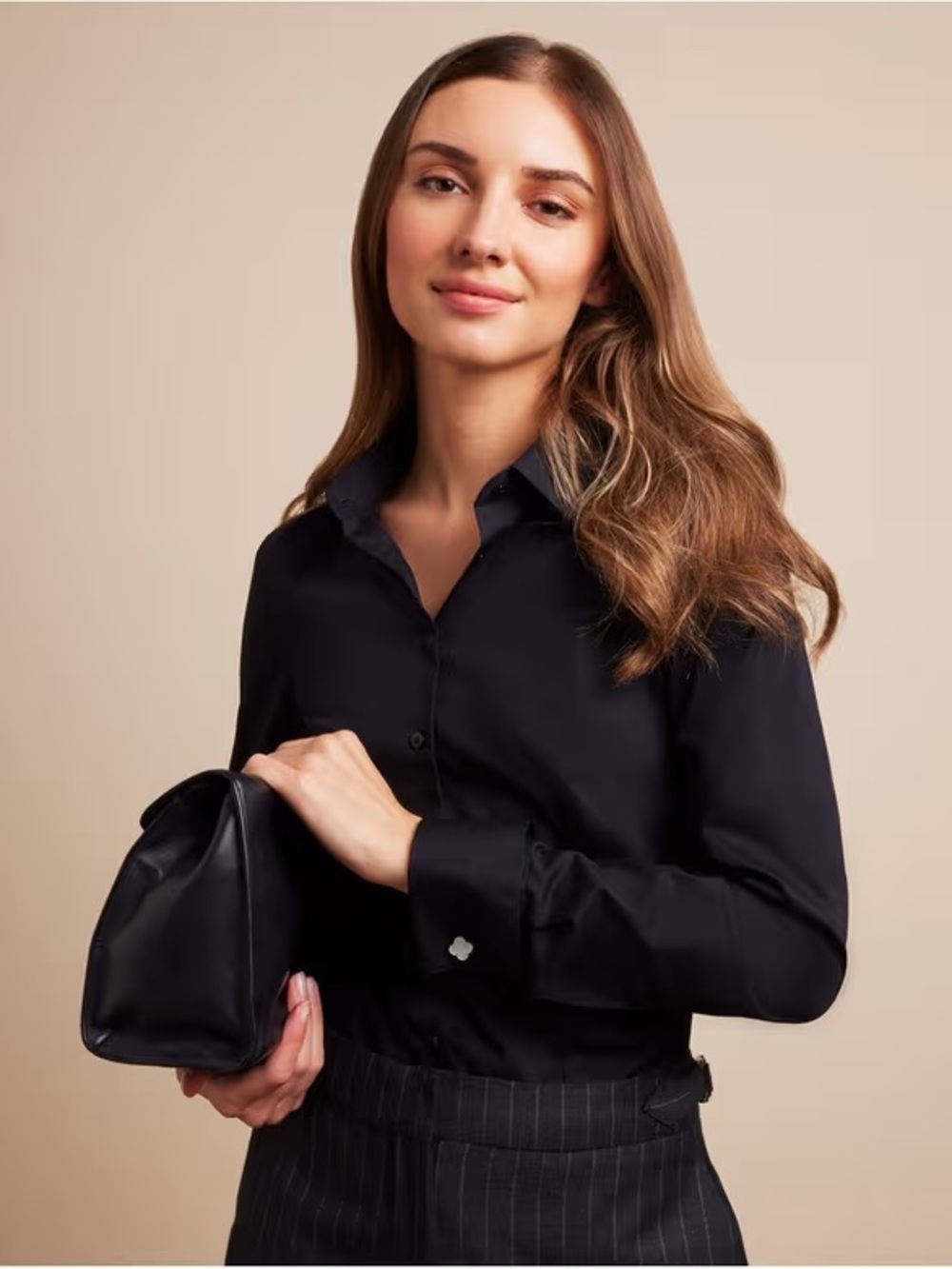 Hawes & Curtis Fitted Black Button-Up Shirt | UK 8
